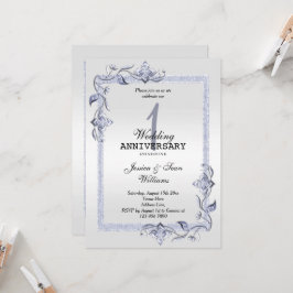 Saphire Gem & Glitzer & Platinum 1. Hochzeit Einladung