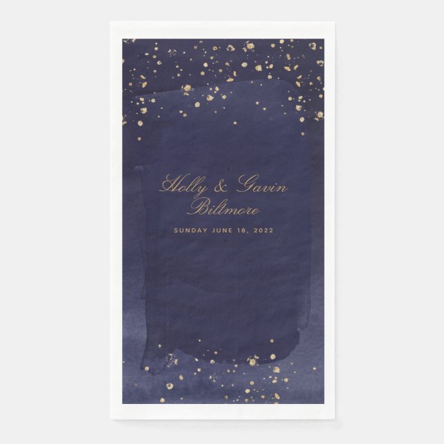 Saphire & Gold Hochzeitsessen Napkins Serviette (Vorderseite)