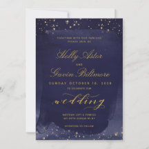 Saphire & Gold Wedding Invitation Suite