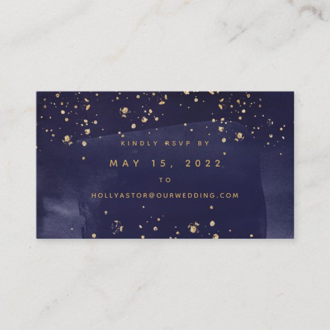 Saphire & Gold Wedding Online RSVP Card Visitenkarte (Vorderseite)