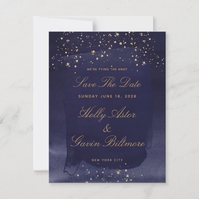 Saphire & Gold Wedding speichern das Datum Save The Date (Vorderseite)