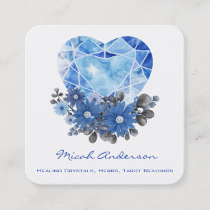 Saphire Heart Blume Square Business Card Quadratische Visitenkarte