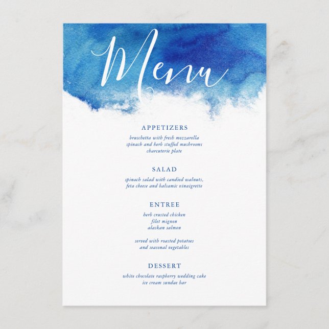 Saphire Tide Wedding Menu Card Menükarte (Vorderseite)