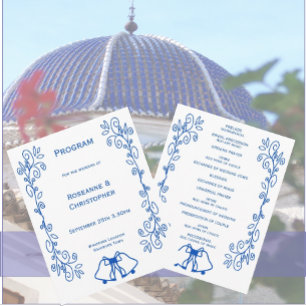 Saphire Wedding Program Bells Scrollwork Design Programm