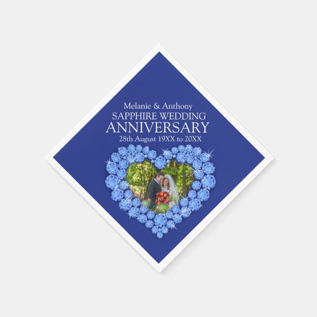 Saphire Wedheart Foto und Name Servietten (Ecke)