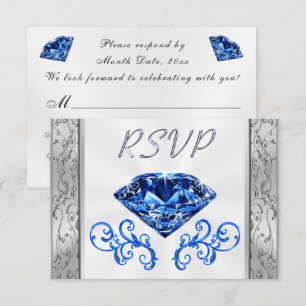 Saphirene Antwortkarten zur 65. Hochzeitstag-Feier Einladung