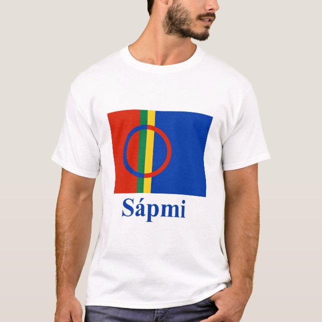 Sapmi Flagge mit Namen in Saami T-Shirt (Vorderseite)