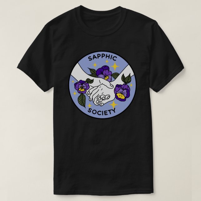 Sapphic Society Sticker T-Shirt (Design vorne)