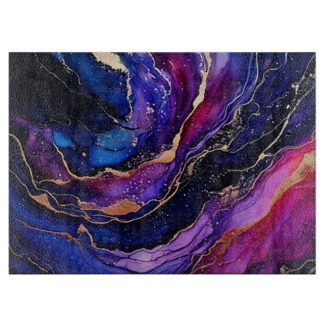 Sapphire Amethyst Alcohol Ink Schneidebrett (Vorderseite)