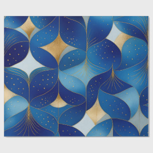 Sapphire Bloom & Gold Foil Geschenkwrake Geschenkpapier