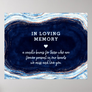 Sapphire Blue Agate Geode in Love Memory Sign Poster