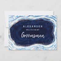 Sapphire Blue Agate Geode Trauzeuge Vorschlag Card