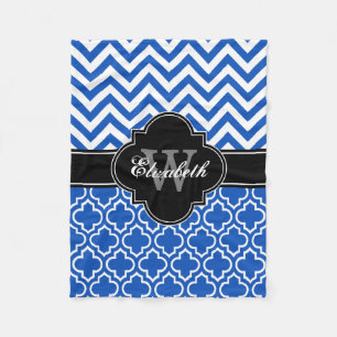 Sapphire Blue Black Marokcan #6 LG Zickzack 1INQR Fleecedecke