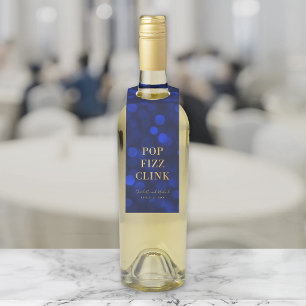 Sapphire Blue Bokeh Imitate Gold Pop Fizz Clink Flaschenanhänger