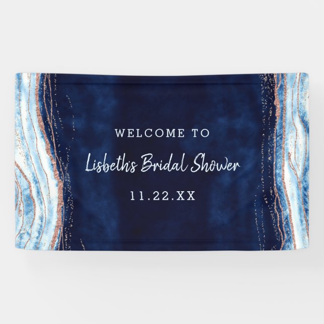 Sapphire Blue Geode Slice Brautparty Willkommen Banner (Horizontal)