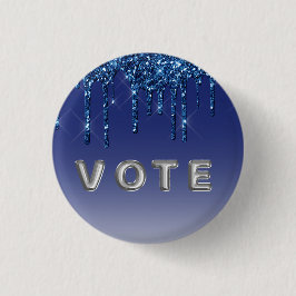 Sapphire Blue Glitter Drip Button