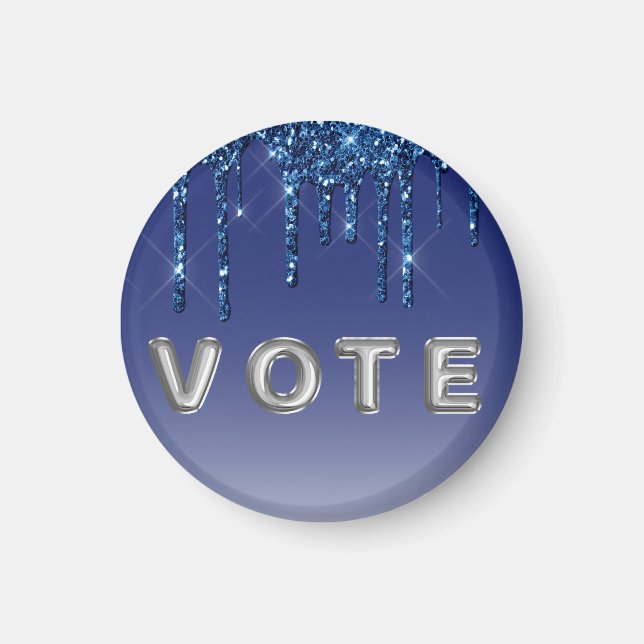 Sapphire Blue Glitter Drip Magnet (Vorne)