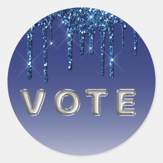 Sapphire Blue Glitter Drip Runder Aufkleber (Vorderseite)