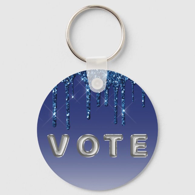 Sapphire Blue Glitter Drip Schlüsselanhänger (Vorderseite)