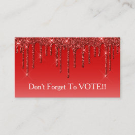 Sapphire Blue Glitter Drip Vote Reminder Visitenkarte