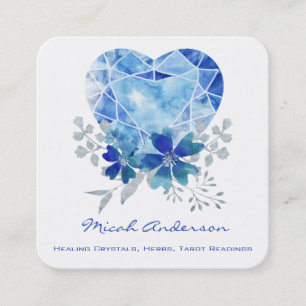 Sapphire Blue Heart Square Business Card Quadratische Visitenkarte