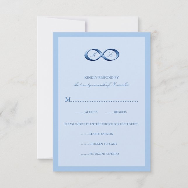 Sapphire Blue Infinity Hand Clasp Wedding RSVP Karte (Vorderseite)