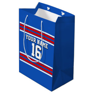 Sapphire Blue mit Red White Stripes Team Jersey Mittlere Geschenktüte