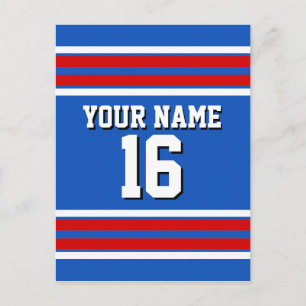 Sapphire Blue mit Red White Stripes Team Jersey Postkarte