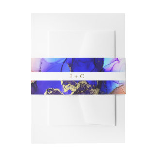 Sapphire Blue Orange Mit Monogramm Wedding Einladungsbanderole