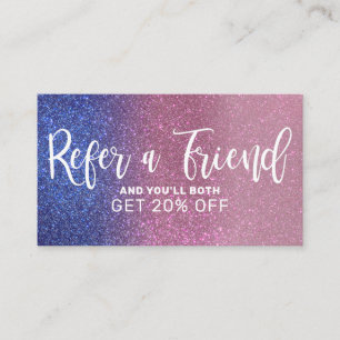 Sapphire Blue Pink Triple Glitzer Ombre Typografie Empfehlungskarte