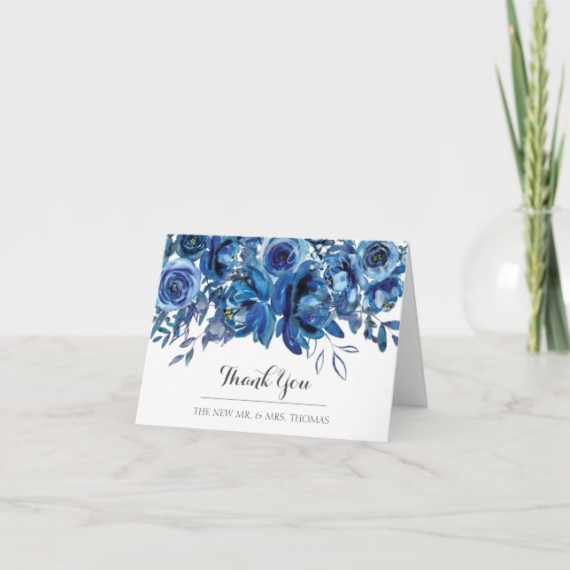 Sapphire Blue Serenity geklappt Dankeschön Karte (Vorderseite)