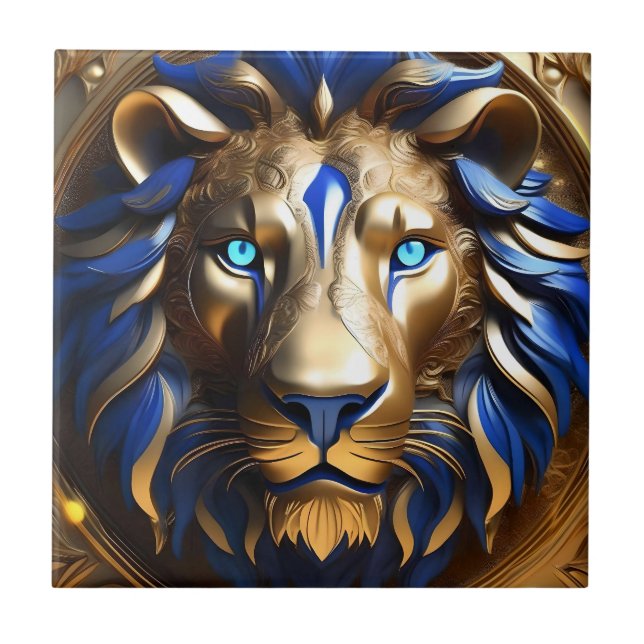 Sapphire Blue und Gold Lion, Fliese (Vorderseite)