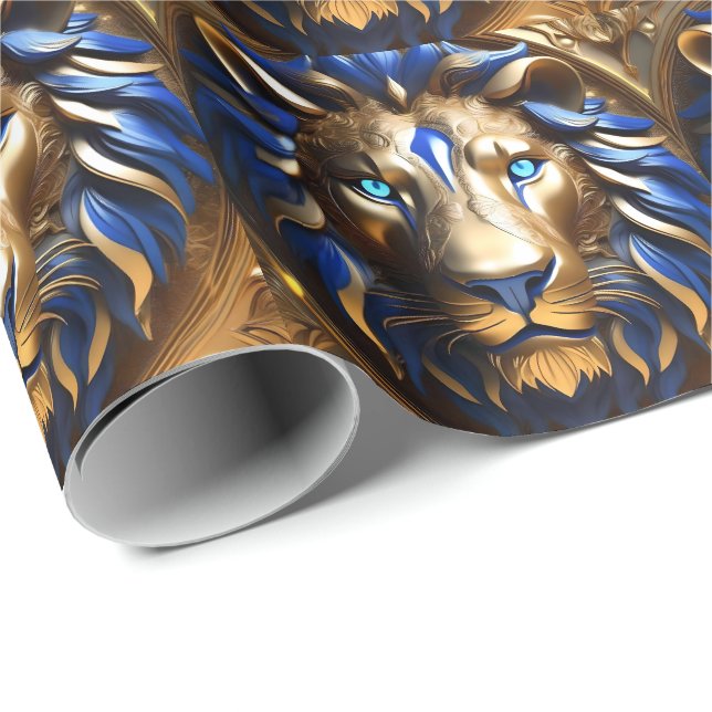 Sapphire Blue und Gold Lion, Geschenkpapier (Rolleneckpunkt)