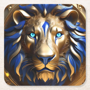 Sapphire Blue und Gold Lion, Rechteckiger Pappuntersetzer