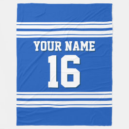 Sapphire Blue White Sports Jersey Fleecedecke