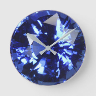 Sapphire Dark Blue Gemstone September Birthstone Runde Wanduhr