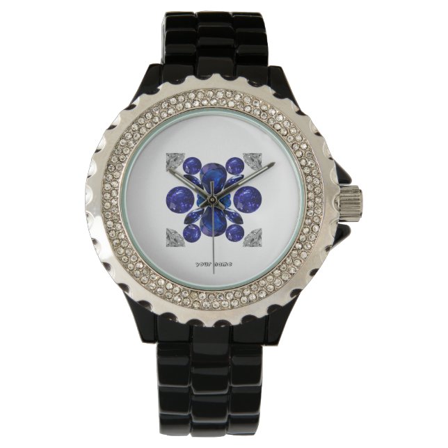 Sapphire Diamond Gemstone Art Blue Armbanduhr (Vorderseite)