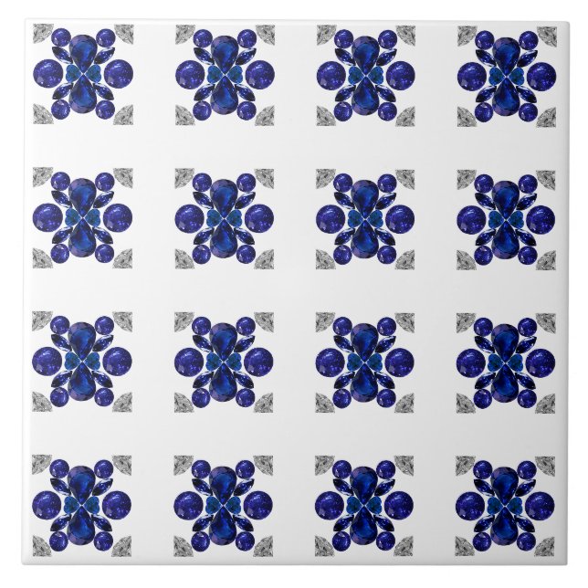 Sapphire Diamond Gemstone Art Blue Fliese (Vorderseite)