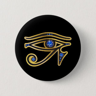 Sapphire Eye of Ra in Gold Button