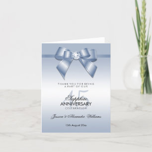 Sapphire Gem Bow & Ribbon 45 Jahre Hochzeit Dankeskarte