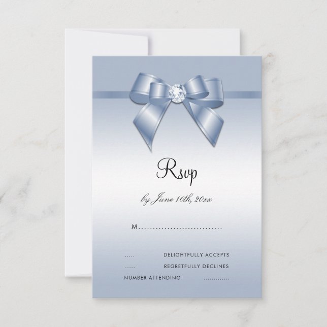 Sapphire Gem Bow & Ribbon 45 Jahre Hochzeit RSVP Karte (Vorderseite)