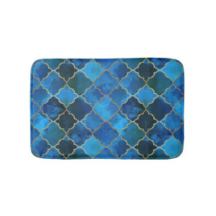 Sapphire Gemstone & Gold marokkanisches Fliesenmus Badematte