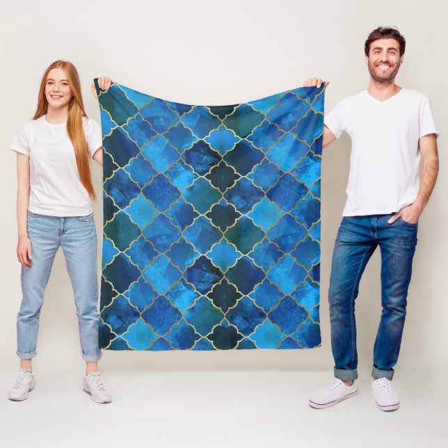 Sapphire Gemstone & Gold marokkanisches Fliesenmus Fleecedecke (Beispiel)