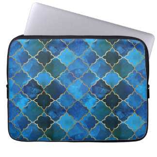 Sapphire Gemstone & Gold marokkanisches Fliesenmus Laptopschutzhülle
