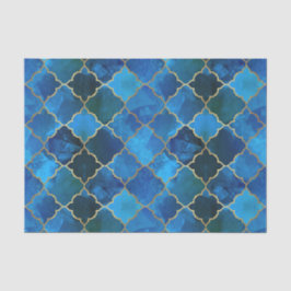 Sapphire Gemstone & Gold marokkanisches Fliesenmus Seidenpapier