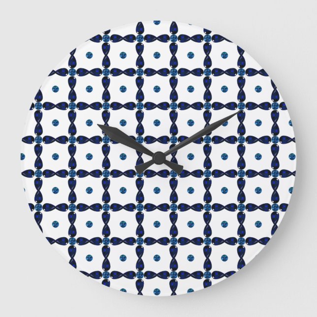 Sapphire Gemstone Kunst, Blau Große Wanduhr (Vorderseite)