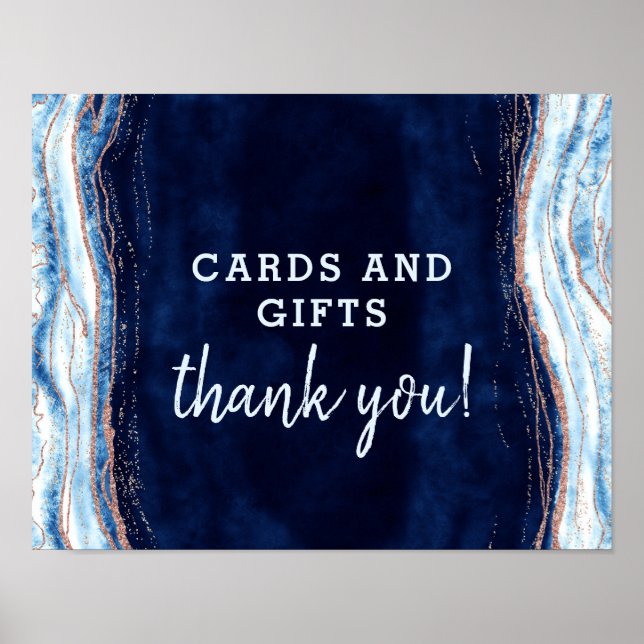 Sapphire Geode Cards & Gifts Wedding Table Sign Poster (Vorne)