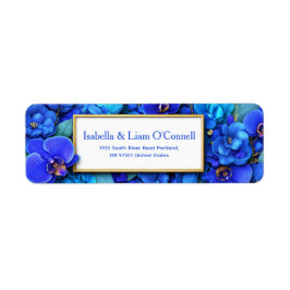 Sapphire Gilded Orchid Botanical Return Address