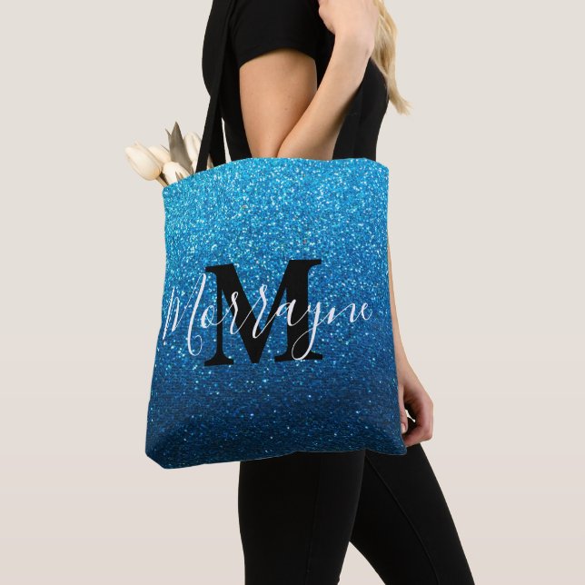 Sapphire Glitzer Ombre Sparkle Metallic Monogram (Von Nahem)