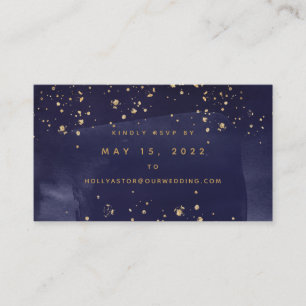 Sapphire & Gold Wedding Online RSVP Card Visitenkarte